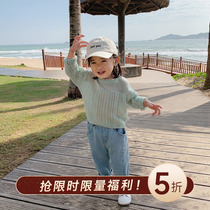 Cookie home custom 2019 spring new baby twist micro transparent pullover sweater girl round neck sweater