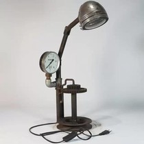 Second-hand British Industrial Wind Lamps Eu Type Industrial Cast Iron Folding Table Lamp With Decorative pressure gauge soft-mounted props