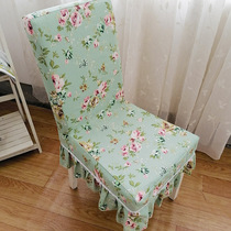 Household one-piece chair cover Cotton dining chair cover Pastoral style fresh fabric chair cover Set dining chair cover can be customized