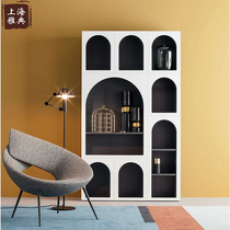 Nordic light luxury bookcase bookshelf partition display showcase simple modern minimalist solid wood storage arch decoration combination
