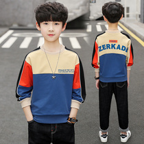 Boys autumn T-shirt long sleeve foreign air Big Boy coat 2021 new spring and autumn boy sweater base shirt tide