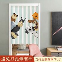 Fabric door curtain partition curtain home Nordic cartoon bedroom kitchen shade toilet half curtain non-perforated curtain