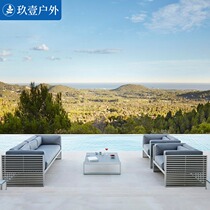 Outdoor sofa waterproof coffee table combination outdoor courtyard terrace aluminum alloy leisure rattan sofa single rattan furniture