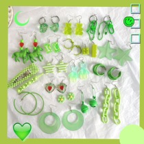 Japanese and Korean ins summer avocado green earrings collection hipster simple and versatile girl heart cute Matcha Green