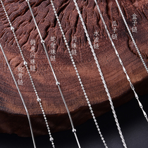 990 Silver Jewelry Necklace Strip Fine hipster Elegant Single Chain Water Wave Chain Flash Beads Box Melon Chain