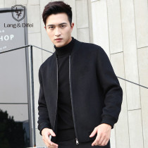 Autumn and winter mens wool short wool jacket double-sided jacket Slim fashion baseball uniform Solid color mens clothing