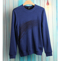 Wits Family Special Cabinet Male Long Sleeve Knitted Fashion Casual Pure Wool Fashion Blue Jacquard Round Neckline Wool Sweater