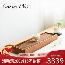 TOUCH MISS electric Wood tea tray small tray drainage household original yellow food element plate pot tea set tea table