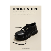The old meows shop 2022 new casual 100 lap thick bottom small leather shoes womens autumn inner heightening lace womens single shoes
