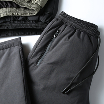 Autumn and winter new casual pants thick warm mens wild slim straight tube drawstring white goose down casual down pants