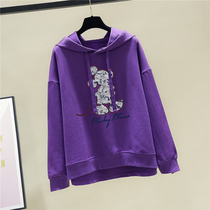 2022 new super big size womens spring autumn loose belly covering ins sweatshirt chubby girl Western style BF jacket
