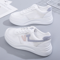 2021 Summer new 100 lapped hollowed-out breathable single mesh surface Canvas Sports Board Shoes Mesh Shoes Slim small white shoes womens shoes