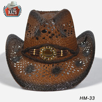 US imported DALLAS classic Western cowboy hat brown cat eye straw hat Western equestrian hat giant