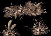 Autumn color dried and dried flowers flower material wedding renderings design Pun fan Reed psd file hand-painted wedding