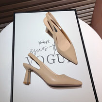 Hong Kong Baotou back empty heeled sandals women 2021 summer new versatile pointed French sexy high heels ins ins