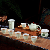 Jingdezhen Ceramic Kung Fu Tea Set Tea Breathing Tea Maker Simple Household Set Teapot Small Tea Cup Green Porn Cup