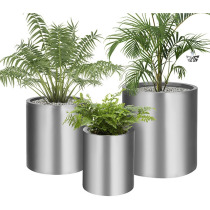 Stainless steel round vase Outdoor flower pot Square long-shaped hotel square large flower pot