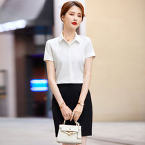 White Career Shirt Female Summer Thin Piece Acetate satin cotton French style Dont chic shirt short sleeves Snow spinning lining suit Summer