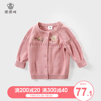 Circle sugar girls sweater new childrens foreign-style knitted cardigan Childrens baby line baby spring and autumn jacket