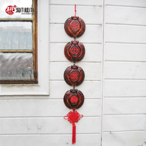 Zhaocai Jinbao pendant wall decoration bat wooden thick modern Chinese solid wood porch living room Chinese knot decorations