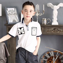 Lewen Xi Boy T-shirt short sleeve summer 2021 new foreign style thin cotton baby white polo shirt lapel boy