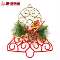 Hong Kong Christmas clocks shaped as a bell half-sided two bells for Christmas golden red cutout clock decoration