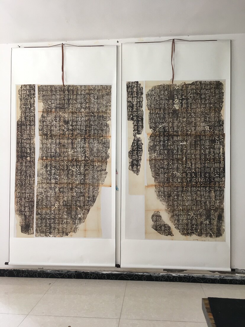 Yan Jinqing Yuanji Mountain Stebland Original Engraving of the whole Xuan Paper Original Color Reproduction Finely Framed Scroll Tablet Yin and Yin Side Two axes