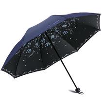 Paradise umbrella Full shading discoloration flash black glue 57cm*8 bone three-fold umbrella 31801E purple blue