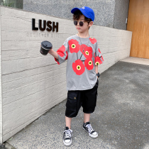 Boy T-shirt short sleeve summer dress children half sleeve boy tide Big Boy summer 2021 New Tide brand round neck shirt