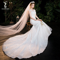 Fish tail light wedding dress 2021 New temperament bride slim main yarn high end simple atmosphere tailing small man Winter
