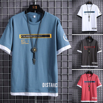 ins short sleeve T-shirt boy trend youth Junior High School High School students summer cotton round neck big boy shirt