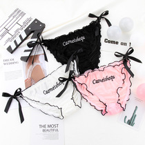 2 straps briefs female speed dry mesh yarn Triangle pants lady lace with low waist cotton crotch lace for secondary weight gain