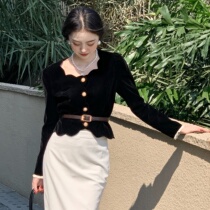 SYT self-retention recommended design Velvet Jacket Women autumn 2021 New retro slim coat with belt