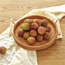 Imported rattan Wicker snack storage basket pastoral hand woven basket fruit basket bamboo basket with handle bamboo basket fruit plate