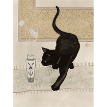 (Mounted) Zhou Sheng Black Cat limited signature version