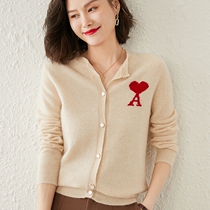 Knitted cardiovert 100 pure cashmere sweatshirt autumn winter 2021 new outings slim round collar loose sweater short coat