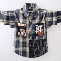 Boys Groupe Shirt Childrens New Frying Street in the Big Child Han - Edition Shirt Boy Spring Clothing Clothing 2022 Spring and Autumn