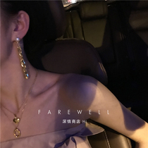 Big face savior~Long temperament Korean leaf tassel ins net red drop earrings show face thin earrings atmospheric super fairy