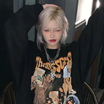 2022 autumn and winter new American retro necropolis long sleeve heavy hairy ring pure cotton blouse with long sleeve down loading missing