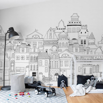 Custom mural wallpaper seamless wall cloth wallpaper modern Nordic sketch city town background wall 19105