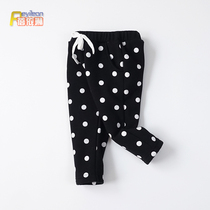 Little girls baby casual bottoming pants integrated plus Velvet Baby children early winter wear autumn and winter foreign atmosphere 1-3 years old 2