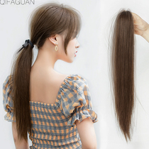 Ultra-light low ponytail wig Female long straight hair fluffy natural grab clip Strap type high school long hair braids A small amount of grab clip