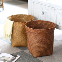 Kens Grass Choreographer Round Containing Barrel Large Woven Trash Basket Creative American Countryside Style Flower Pot Basket