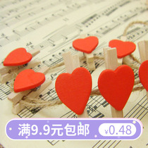 ZAKKA Korean style cute wooden red loving small clip folder snout clip bookmark clip decorative clip wood clip