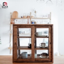 New pure solid wood desktop storage cabinet Cupboard Glass Door glass door Restaurant lockers display case Closet Conditioning Cabinet