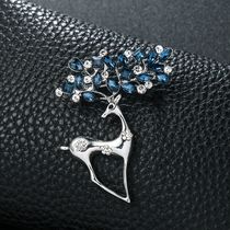 Sika deer animal brooch metal crystal design womens coat clothing accessories fashion atmospheric fixed pin jewelry