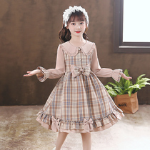 Girl autumn dress Spring and Autumn long sleeve plaid Lolita princess dress childrens skirt childrens dress little girl Autumn