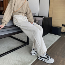 Hualun Fall Winter Waffle Sports Casual Pants Mens Loose Straight Leg Pants Corset Pants Thick Mens Sweatpants