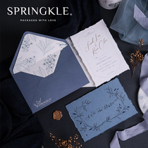 Forest department creative hand-torn raw edge invitation wedding invitation Fire paint seal net Red business invitation custom ins wind