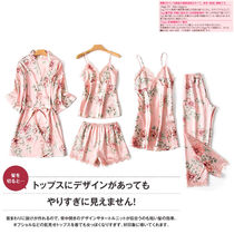 With Chest Cushion True Silk Pyjamas Woman Spring Summer Autumn Long Sleeves Five Pieces Harness Sexy Sleeping Skirt Home Suit Big Code